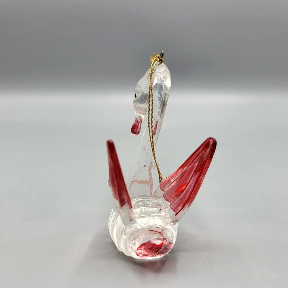 Vintage Lucite Acrylic Christmas Ornaments Figurines Animal Set of 3 Holiday